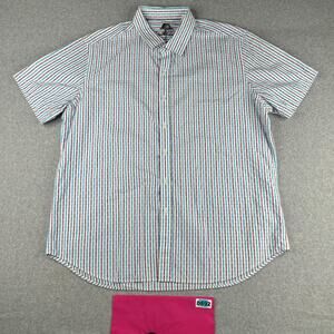Robert Graham Shirt XXL Classic Fit Colorful Striped Button Up Short Sleeve Mens